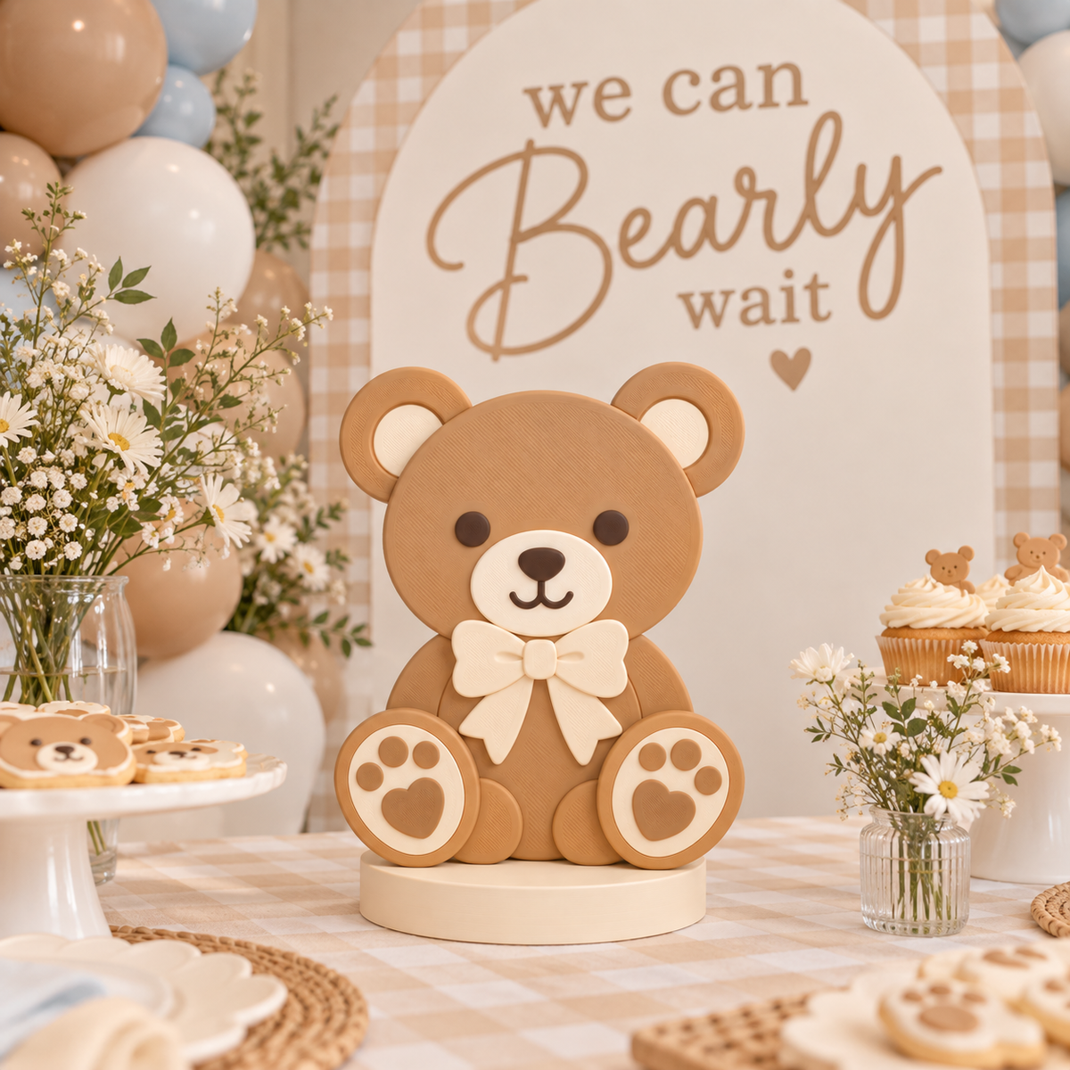 3D Printed Teddy Bear Centerpiece - We Can Bearly Wait Baby Shower Decor - Teddy Bear Birthday - We Can Bearly Wait - Baby Shower Decor