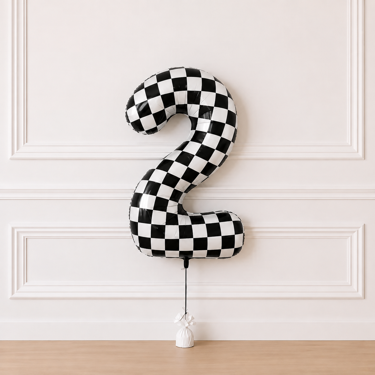 40' Checkered Foil Number Two Balloon l Foil Balloon l Two Fast Balloon l Number Two Balloon l Twp Fast Birthday Balloon