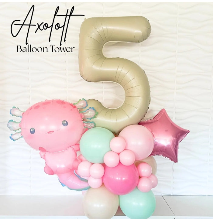 Axolotl Balloon - Axolotl Birthday - Axolotl Balloon Tower - Balloon tower - Balloons - Birthday Balloons - Under The Sea Birthday -