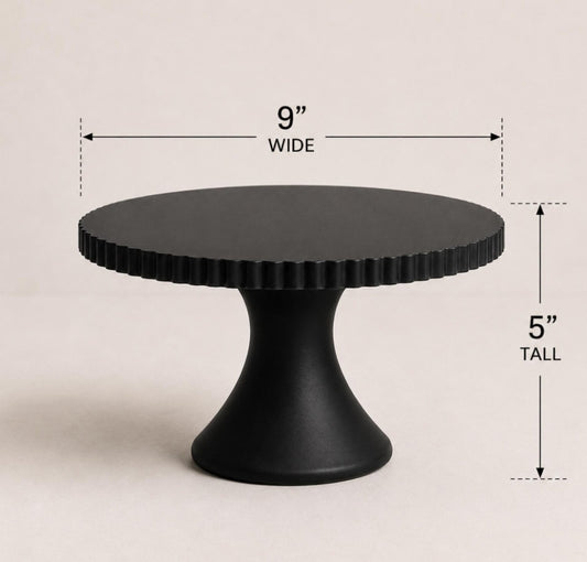 Black Scalloped Cake Stand – 3D Printed Dessert Pedestal | Party Cake Display Stand | Race Car Birthday Decor - Race Car Party Decor