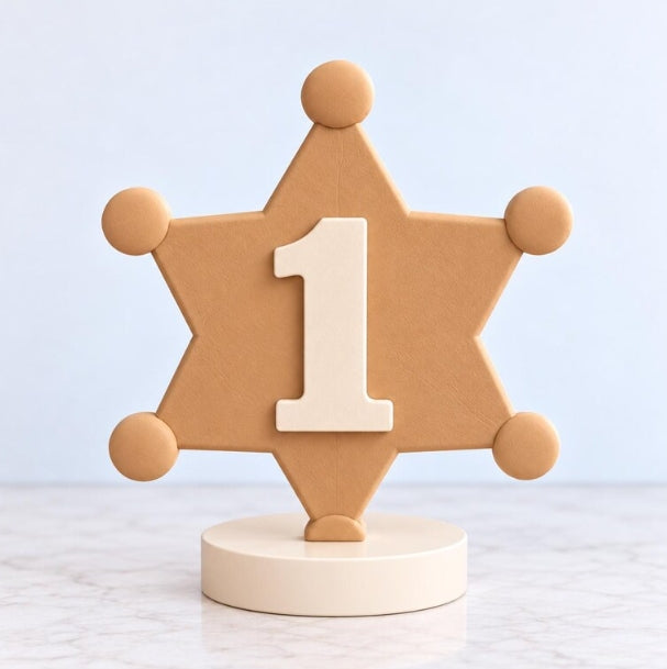 Cowboy Sheriff Badge Birthday Centerpiece, Custom Age 3D Printed Western Star Sign, Rodeo Party Table Deco