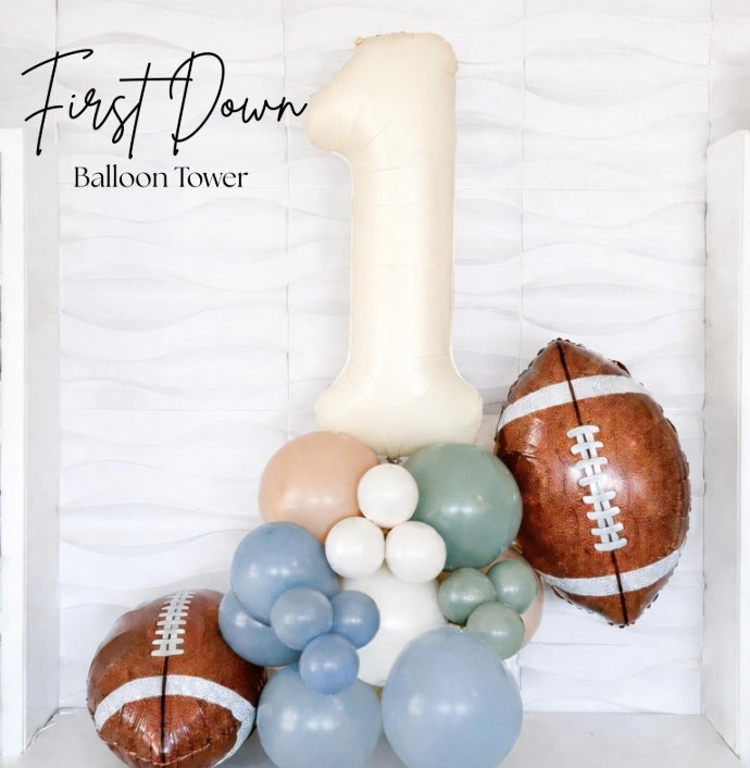 First Down Number Balloon Tower-In my football era - Football 1st Birthday Balloon column -First Down Birthday -Touchdown Party -First Down