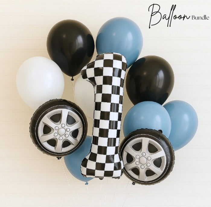 Race Car Theme Balloon Bundle - Two Fast Balloons - 1st Lap Balloons - Frist Lap Around The Track Theme Birthday - Pack Of Balloons
