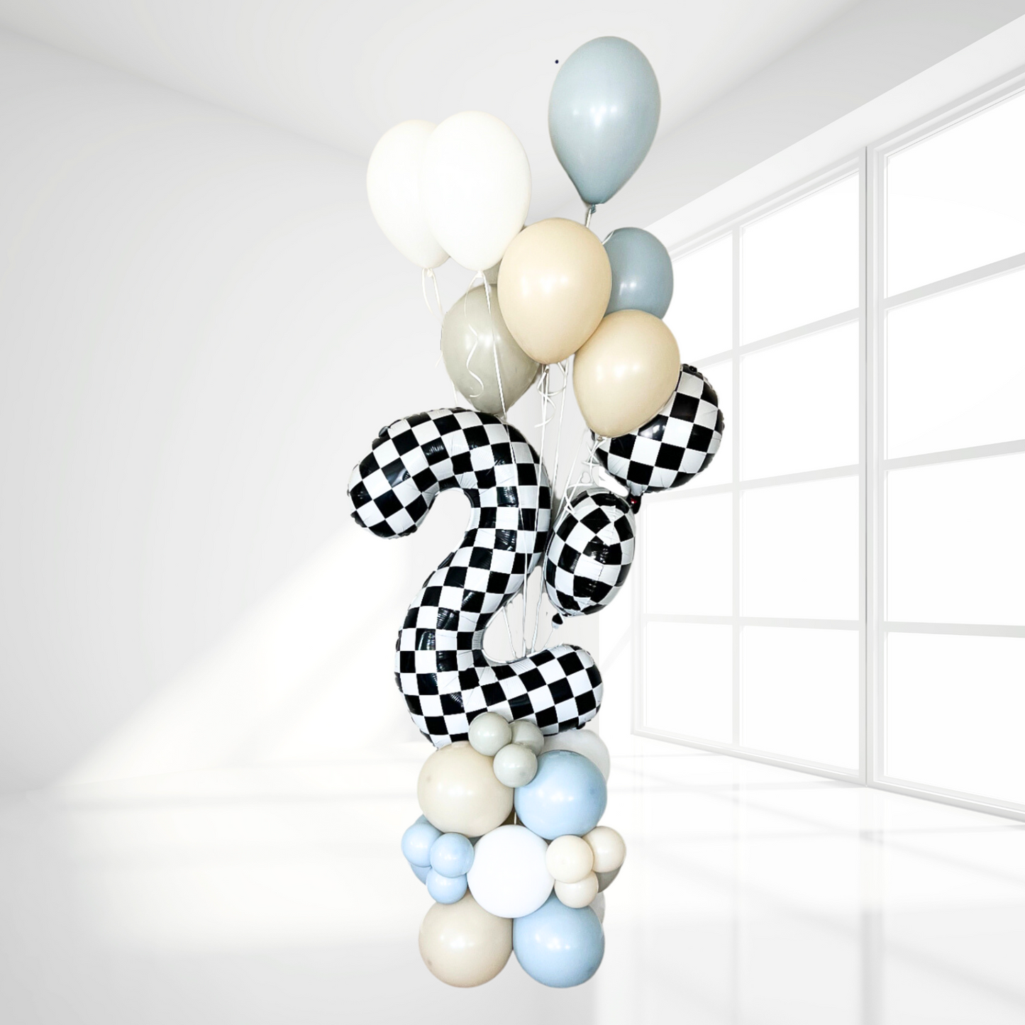 Checkered Mylar Number Two For Two Fast Theme Decor