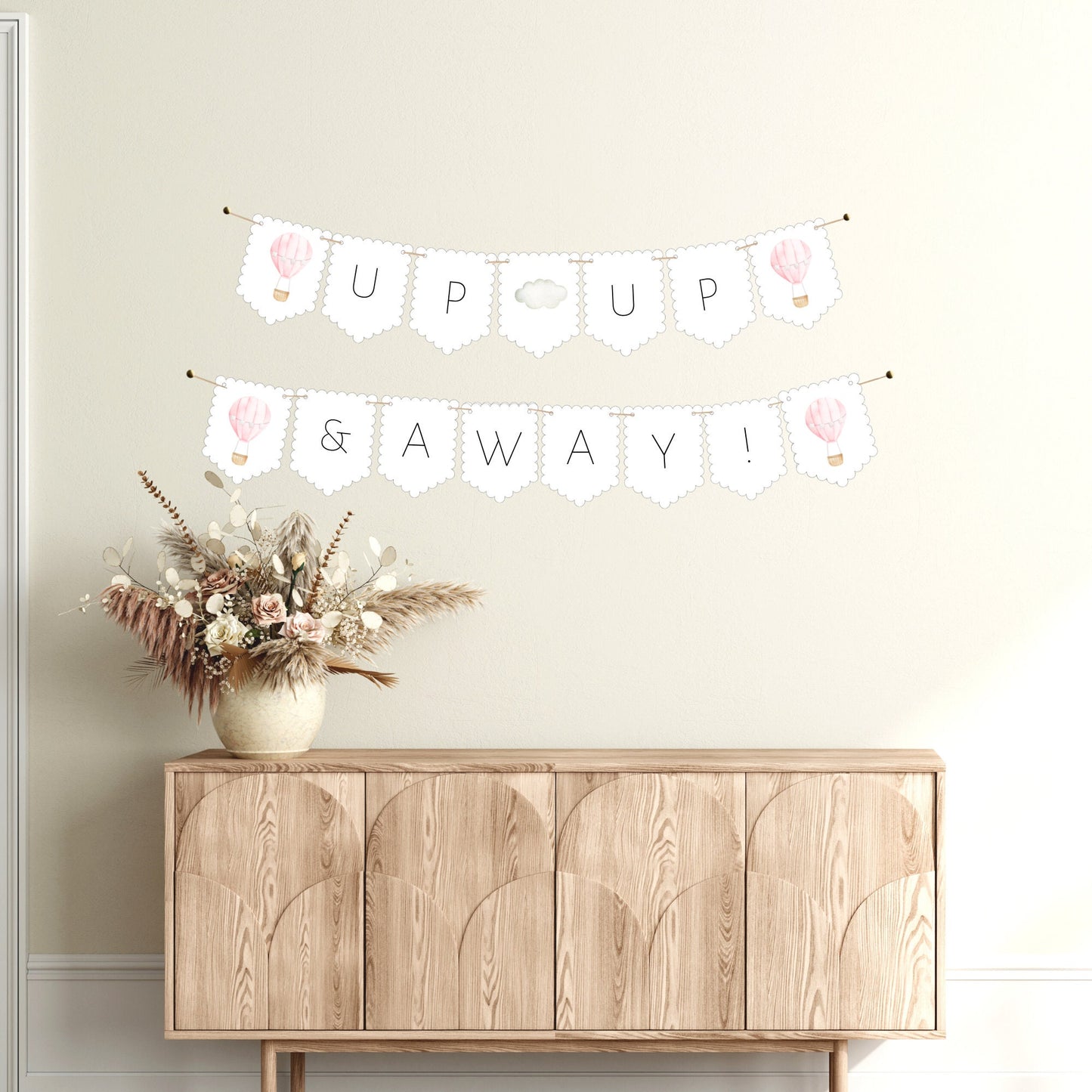 Scalloped Hot Air Balloon banner, Custom banner, Up up and away banner, hot air balloon birthday banner, Up up and away baby shower banner
