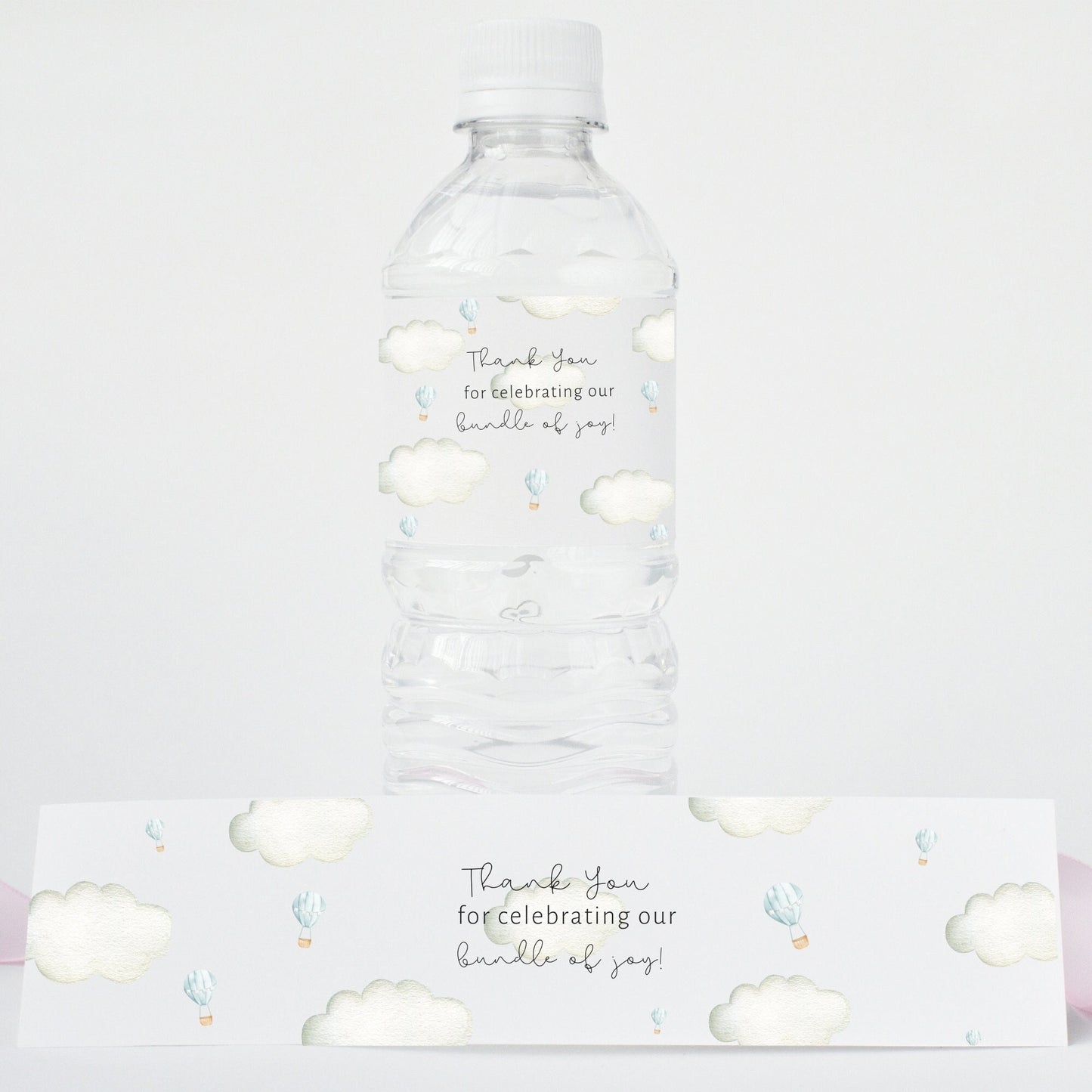 Up Up and Away theme, Personalized Pink and white Baby Shower Water Bottle Labels, Chic Custom boyl Baby Shower Table Decorations, Adventure