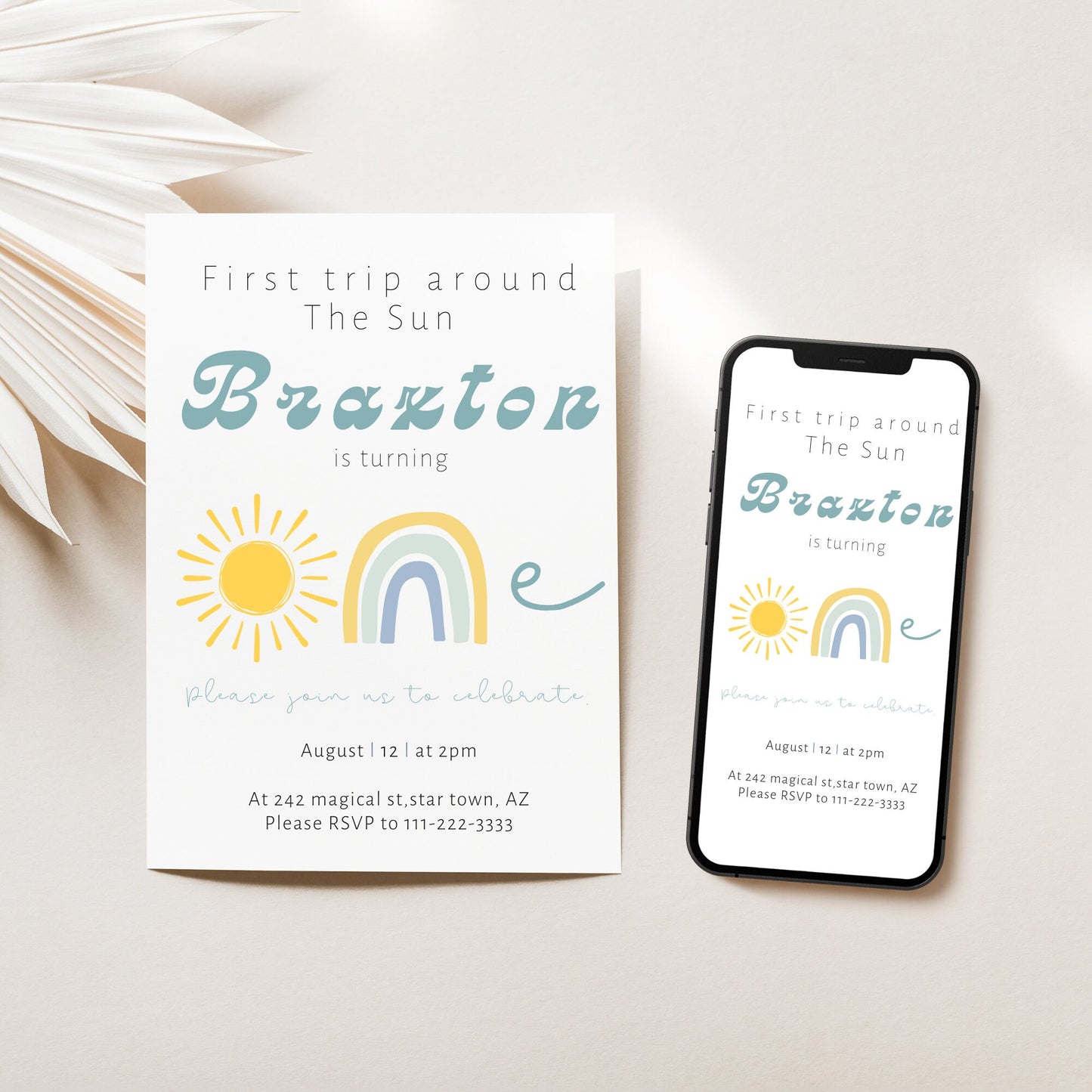 Sunshine Baby Shower Instant Download Editable Sunshine Baby Shower Invitation Here Come The Son Baby Shower Retro download 2