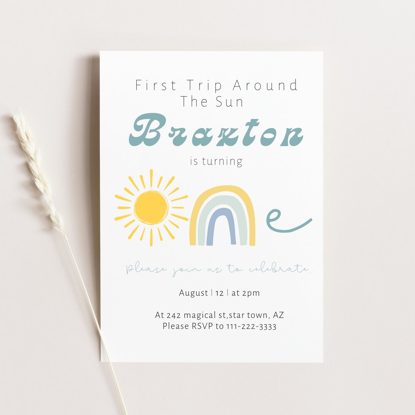 Sunshine Baby Shower Instant Download Editable Sunshine Baby Shower Invitation Here Come The Son Baby Shower Retro download 2
