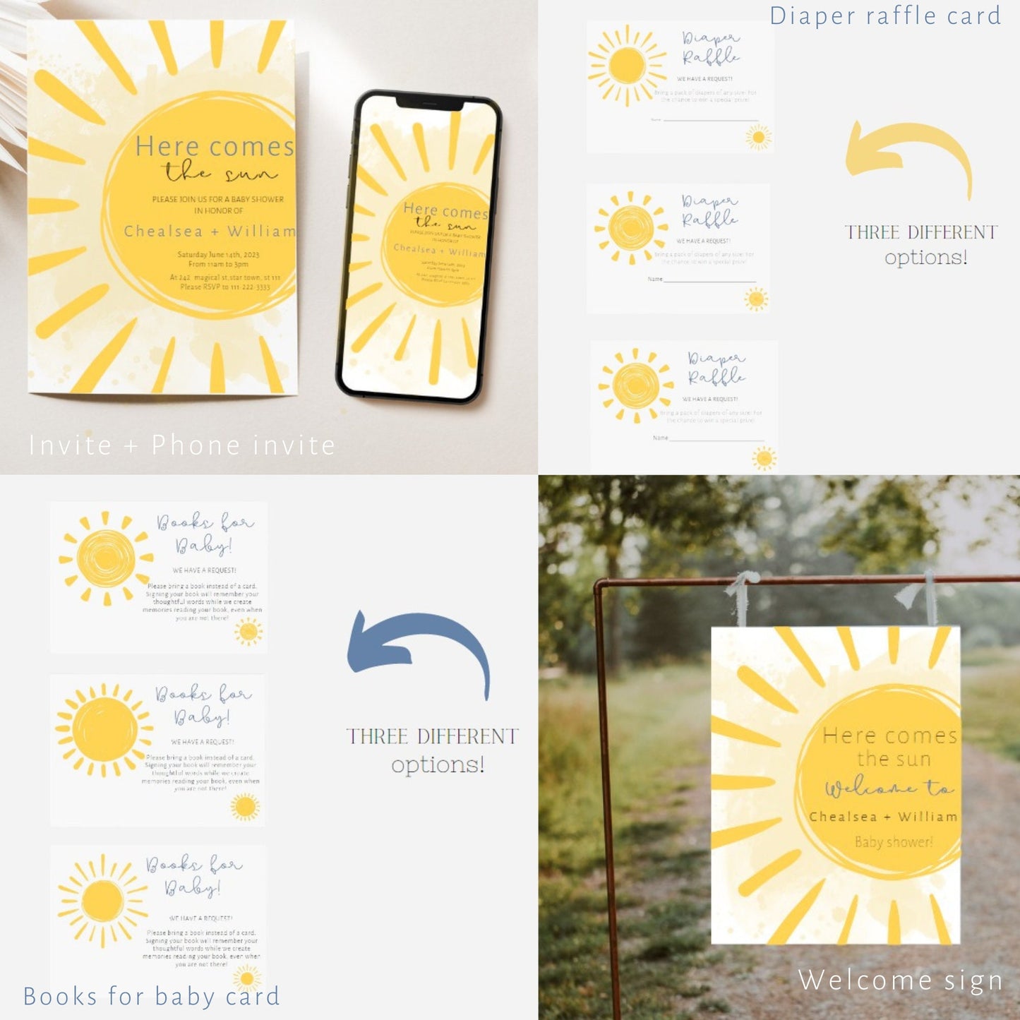 Editable Here Comes the Son Baby Shower Bundle, Here Comes the Son Baby Shower Invitation, Sunshine Baby shower, Sun Baby Shower Decor