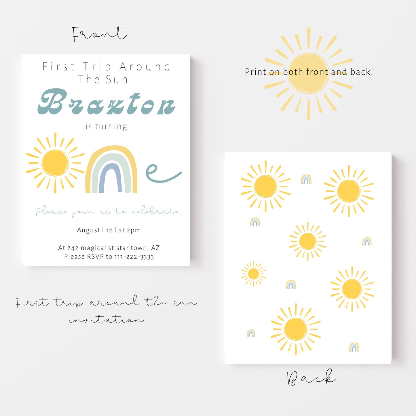 Sunshine Baby Shower Instant Download Editable Sunshine Baby Shower Invitation Here Come The Son Baby Shower Retro download 2