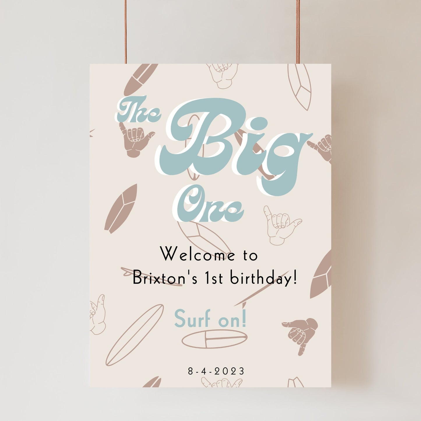 The BIG one Download Welcome sign, Custom Welcome sign, Surfs up birthday, First birthday, The Big One First Birthday