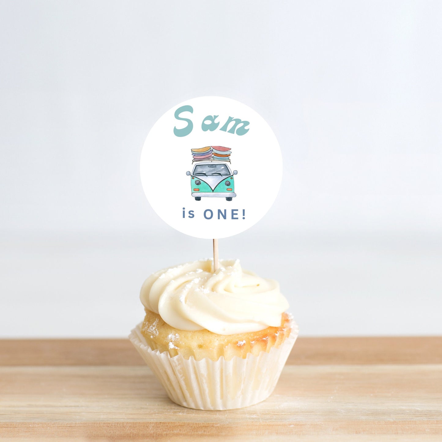 The Big One Digital Cup Cake Toppers l 1st Birthday l The Big One theme l Surfer Party l Cupcake Toppers l Retro Bug Birthday l Big One