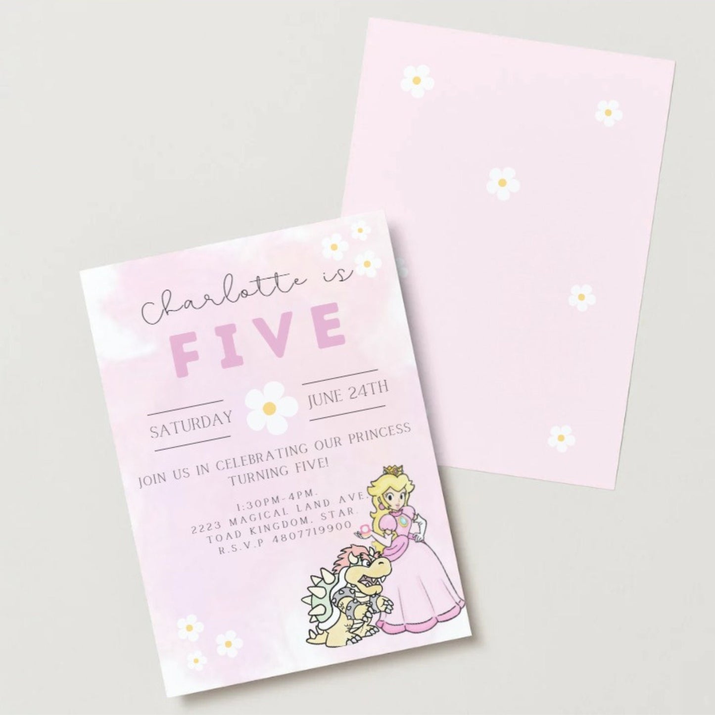 Princess Peach Invitation, Mario Princess Birthday Party Invitation, Instant Download, Peach 1st birthday, Girl Birthday Invitation, 1st