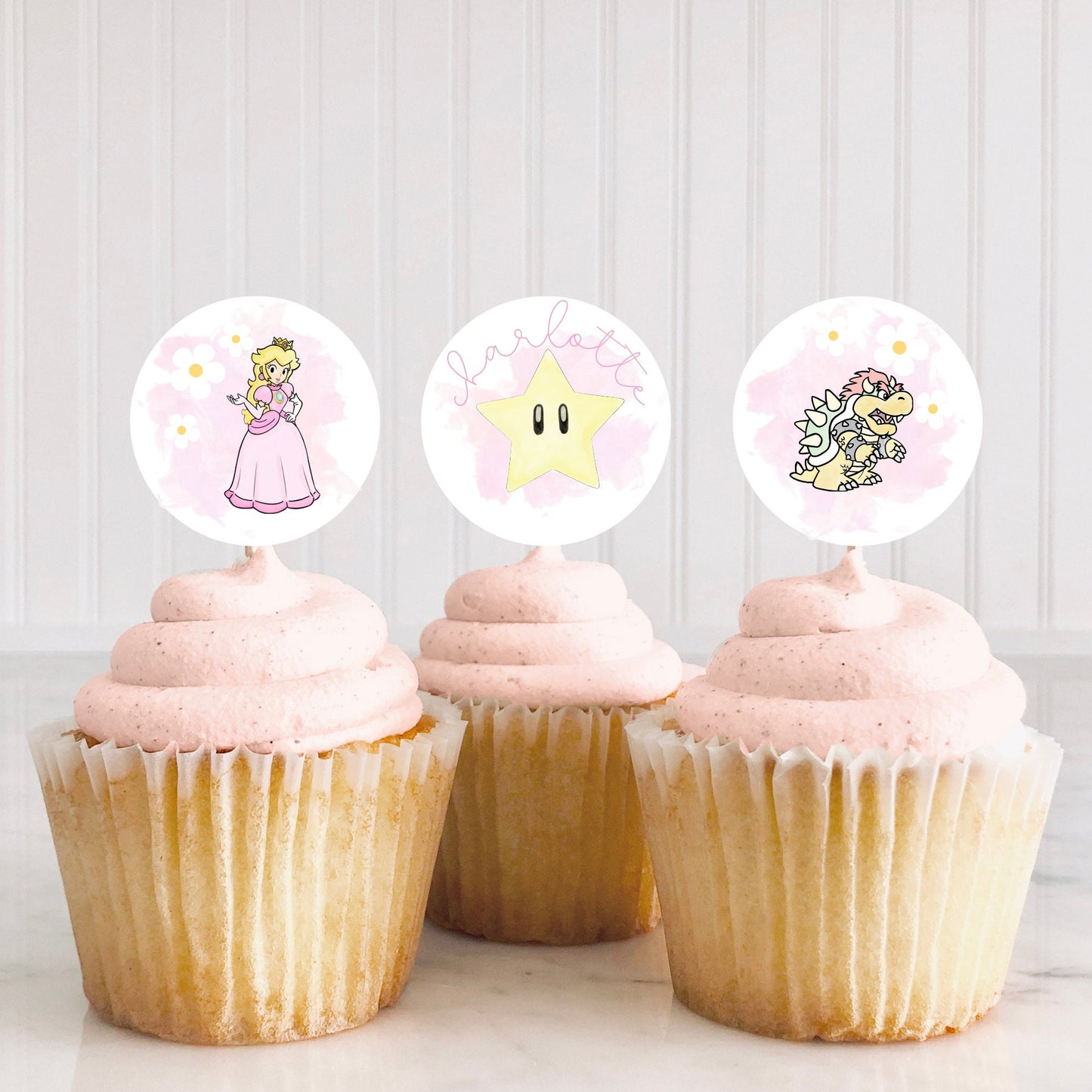 Princess Peach cupcake toppers Download l Princess Peach l Super Mario princess peach birthday party, Birthday party l Birthday