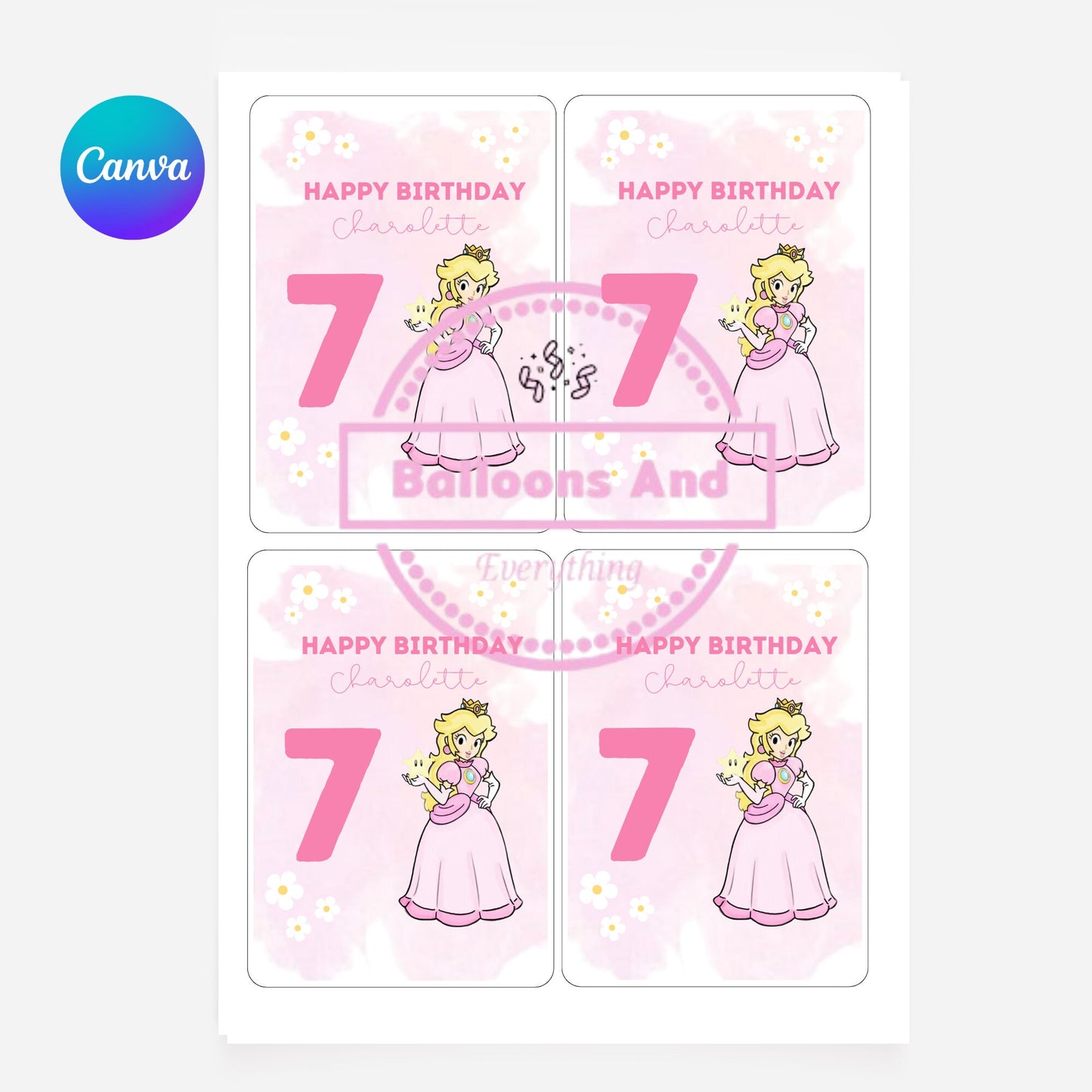 Princess Peach DOWNLOAD Editable Juice Pouch Stickers l Princess Peach Birthday l Peach Theme l Super Mario Birthday l Retro Flower Birthday