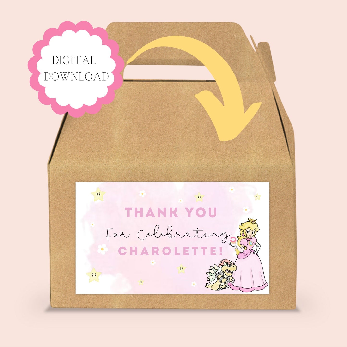Princess Peach Goodie Box Label l Princess Peach Box Stickers l Princess Peach Birthday l Princess Peach Digital Downloads l Princess Peach