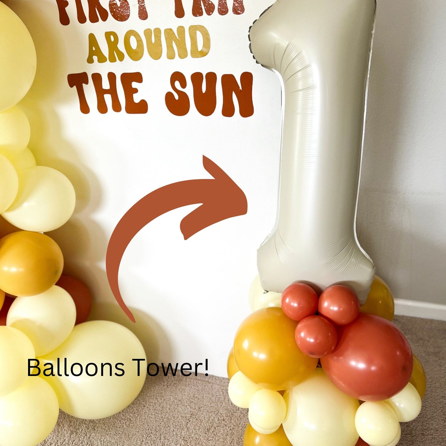 First Trip Around The Sun Balloon Number Tower l Balloons Tower l Balloons l Here Comes the SON balloons l 1st Trip around the sun tower