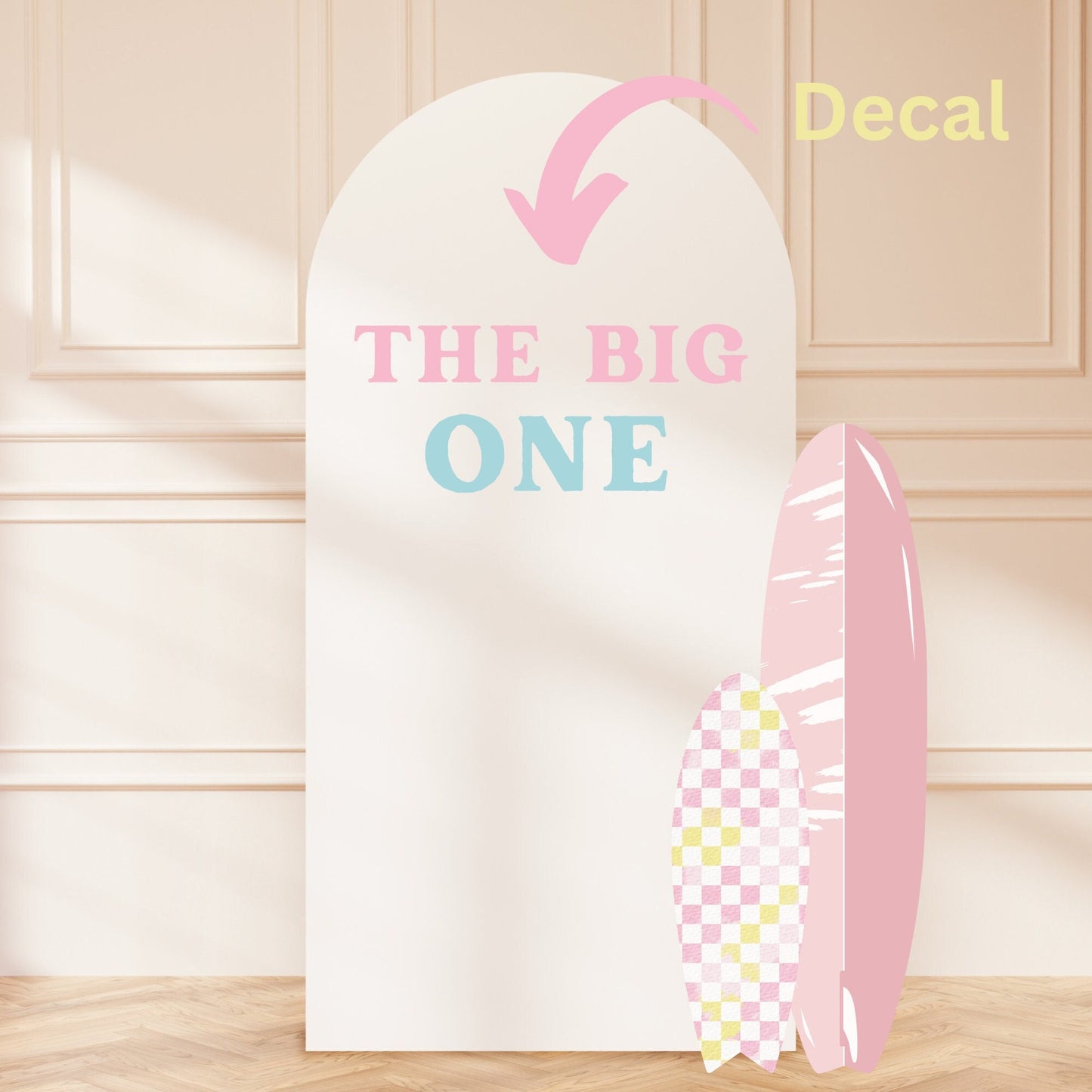 The BIG one Custom Vinyl Phrase, Surfs up theme decal sticker, Vinyl transfer, First birthday, Surfer Girl Vibe l Backdrop Phrase