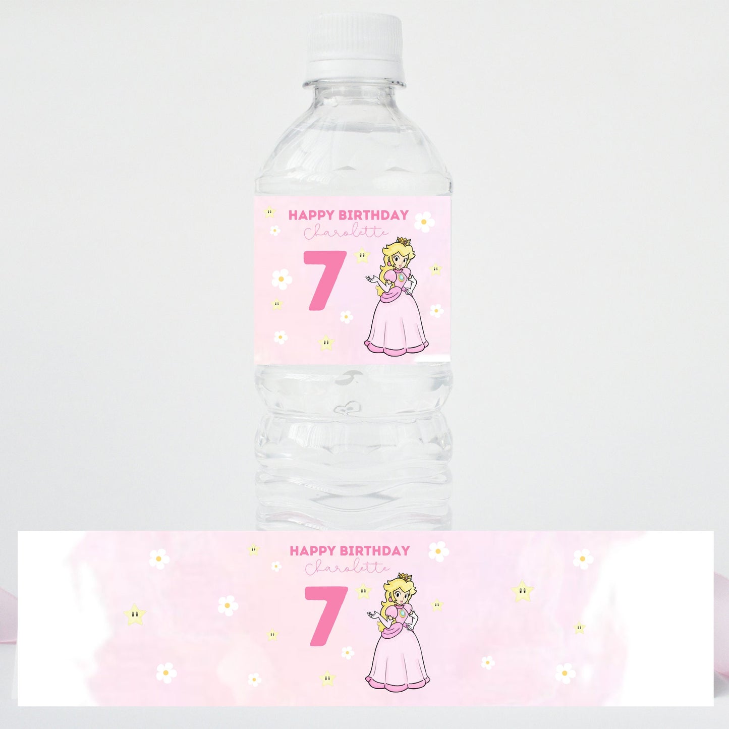 Princess Peach Digital Download Water Bottle Label l Princess Peach Birthday l Princess Peach Decor l Princess Peach Decorations l Mario