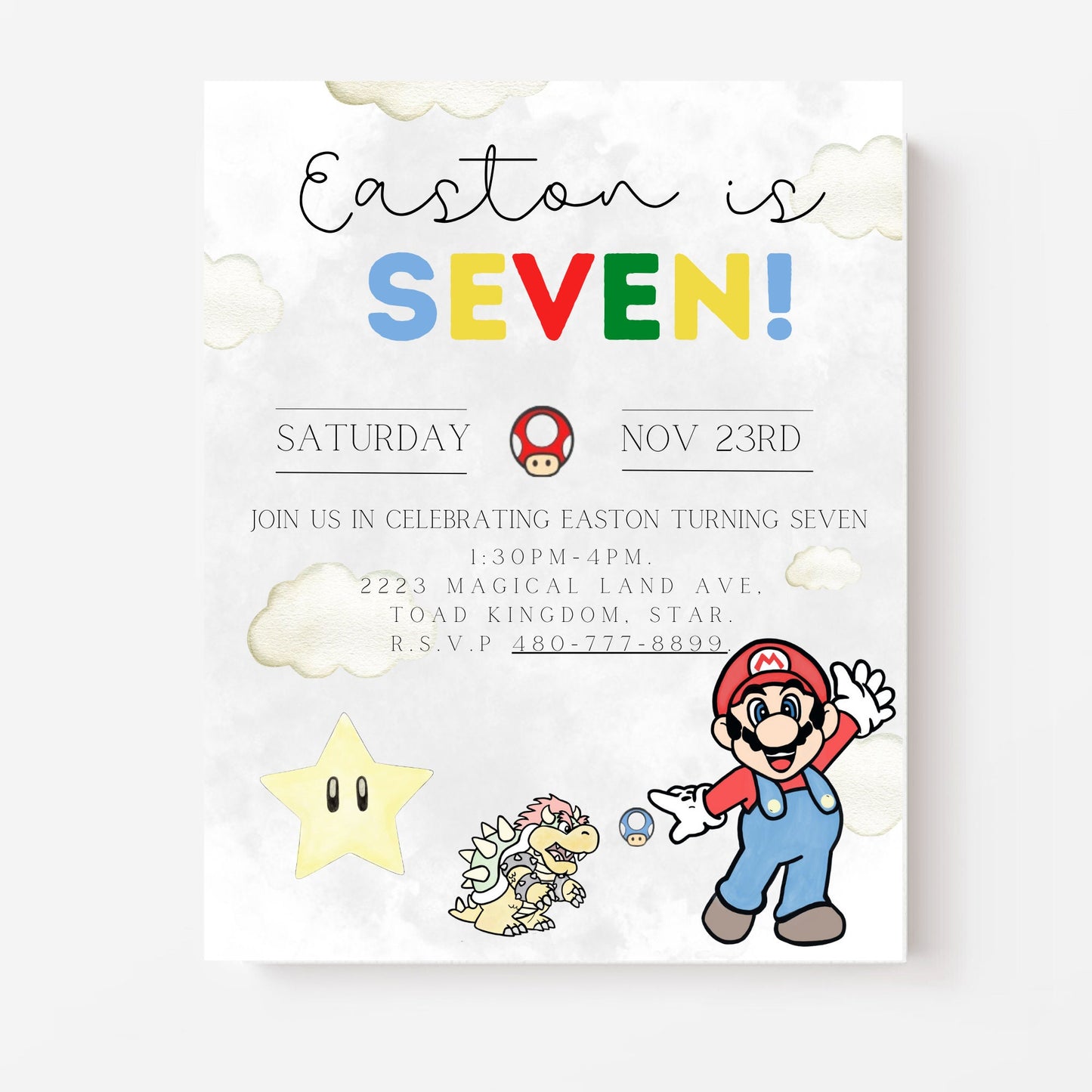 Super Mario DIGITAL INVITATION l Mario Theme Birthday l Super Mario l Super Mario Decorations l Super Mario Theme l Mario l Mario