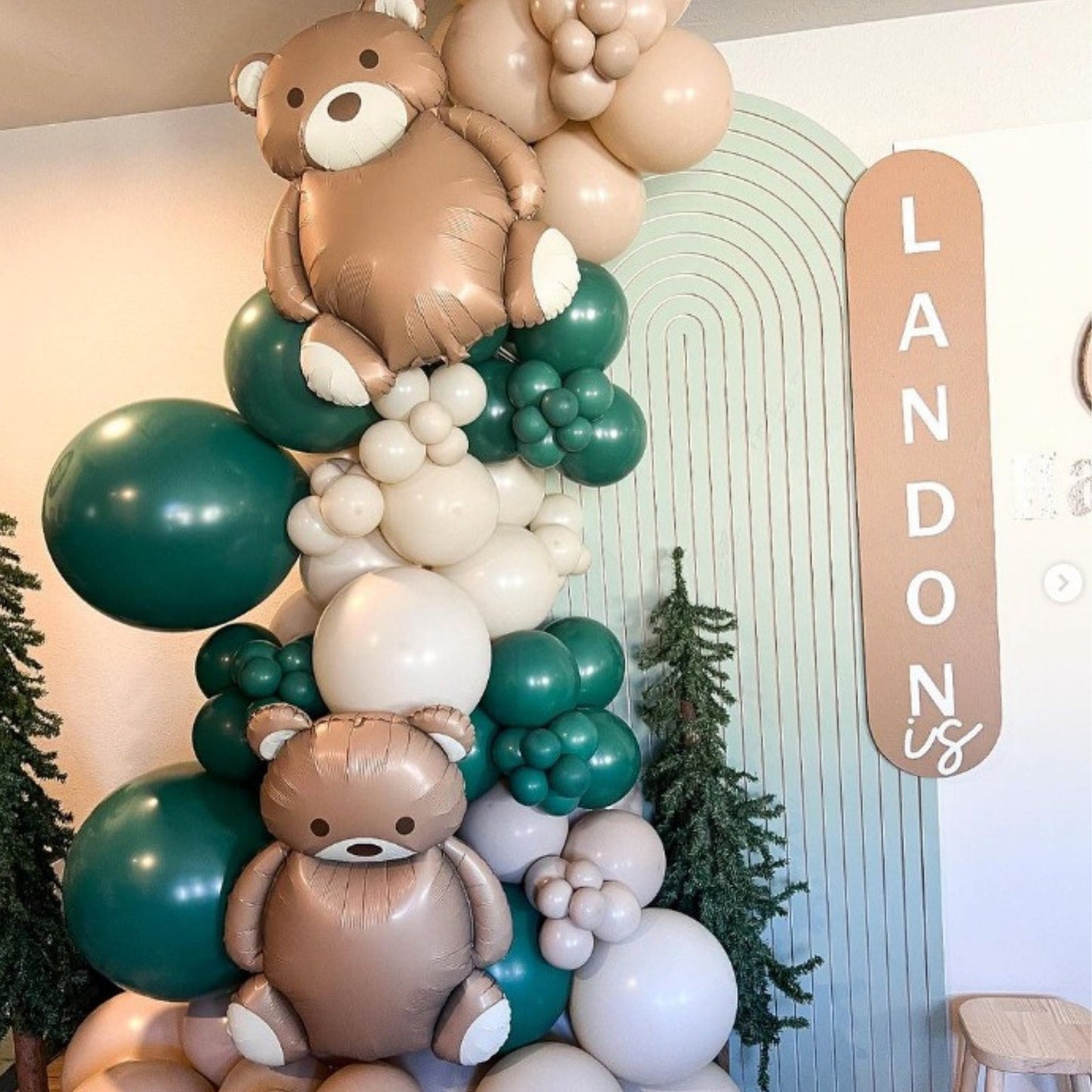 Teddy Bear Helium Balloon - Teddy Bear Party - Bear Theme Party - Teddy Bear Party Decor - Camping Birthday Party - Beary First
