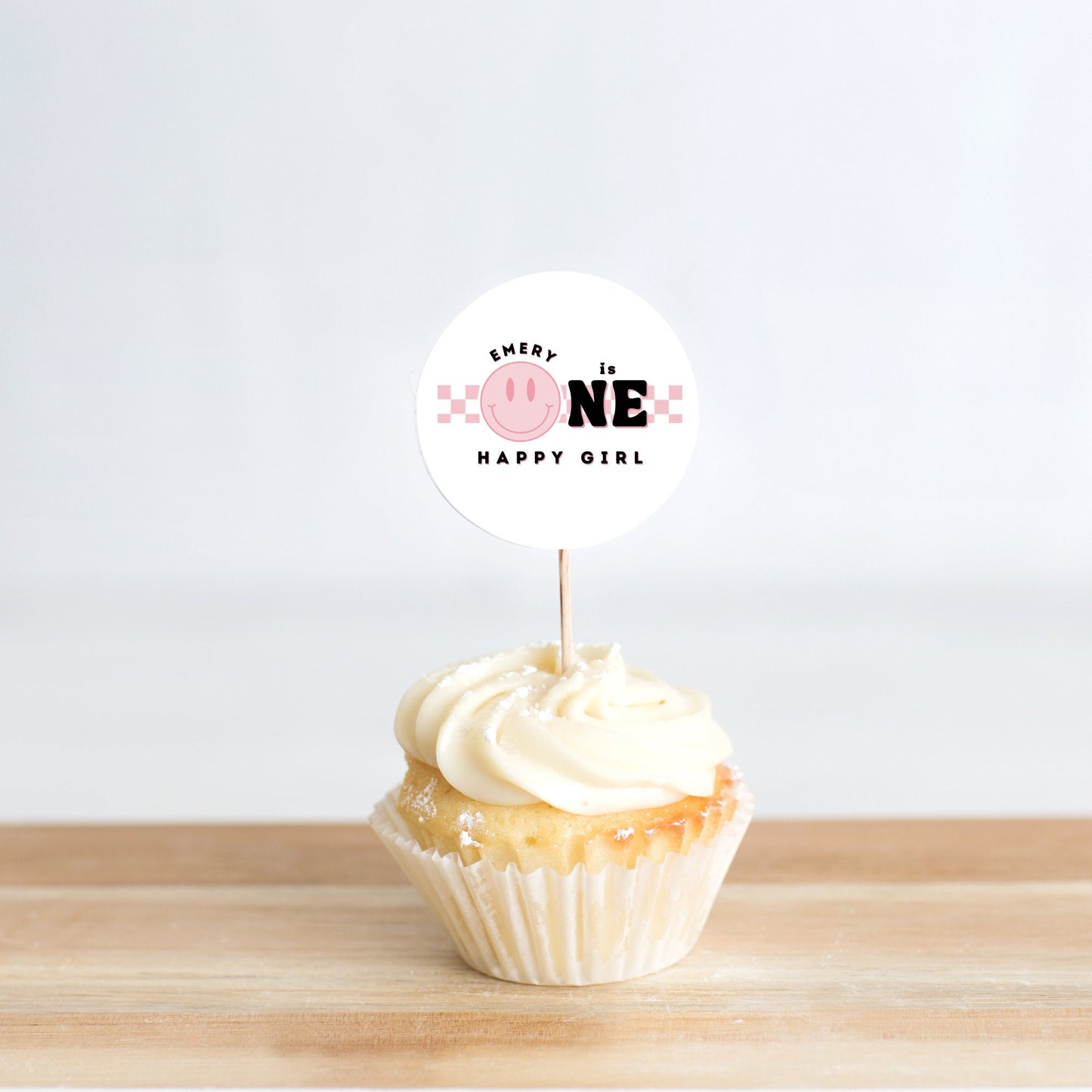 One Happy Girl Cup Cake Toppers - Cup Cake Topper - One Happy Girl Theme Birthday - One Happy Babe - One Happy Girl Decor - One Happy Girl