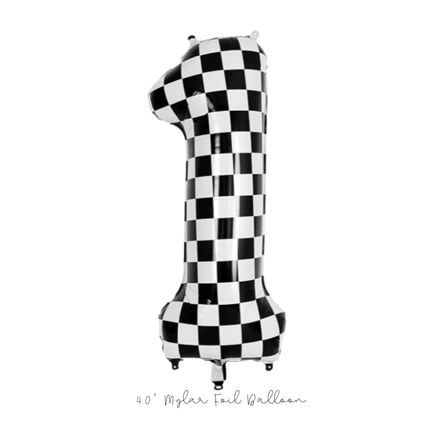 Checkered number one balloon - 1st Lap Around The Track Theme Birthday - Race Car Birthday - Number One Balloon - Checkered Balloon