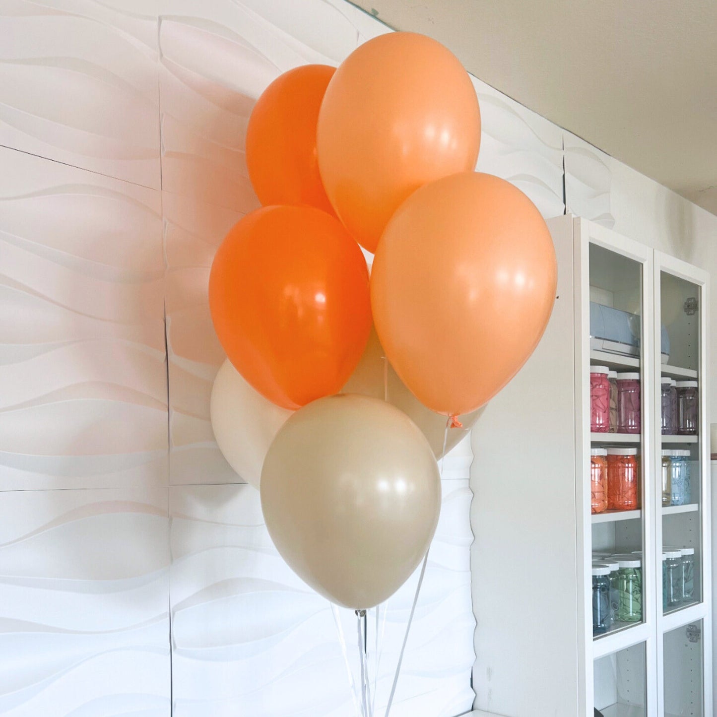 Little Cutie Is on the Way Balloon Bundle, 10 Pack Orange Peach Tan Balloons with String, Citrus Baby Shower Decorations