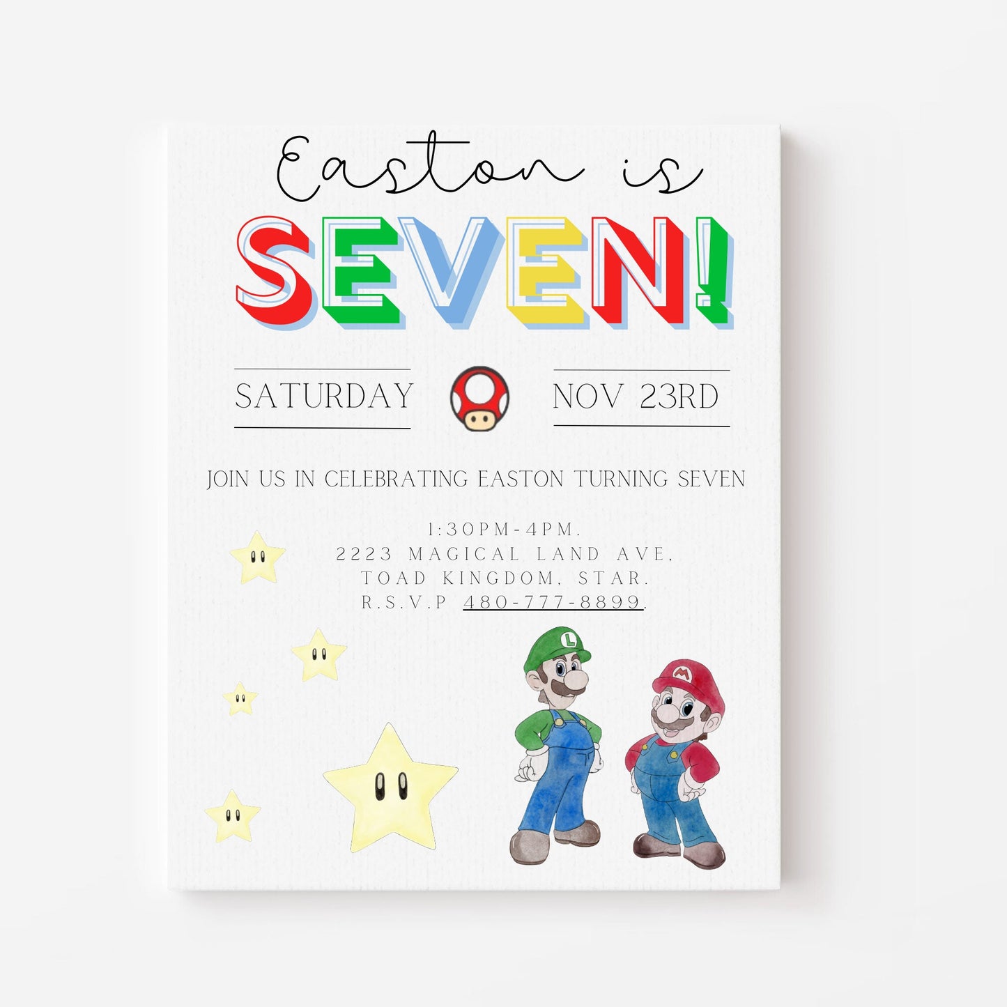 Super Mario Invitation - Mario Invitation - Luigi Invitation - Mario Theme Birthday - Super Mario THemed Birthday Party Decor - Digital