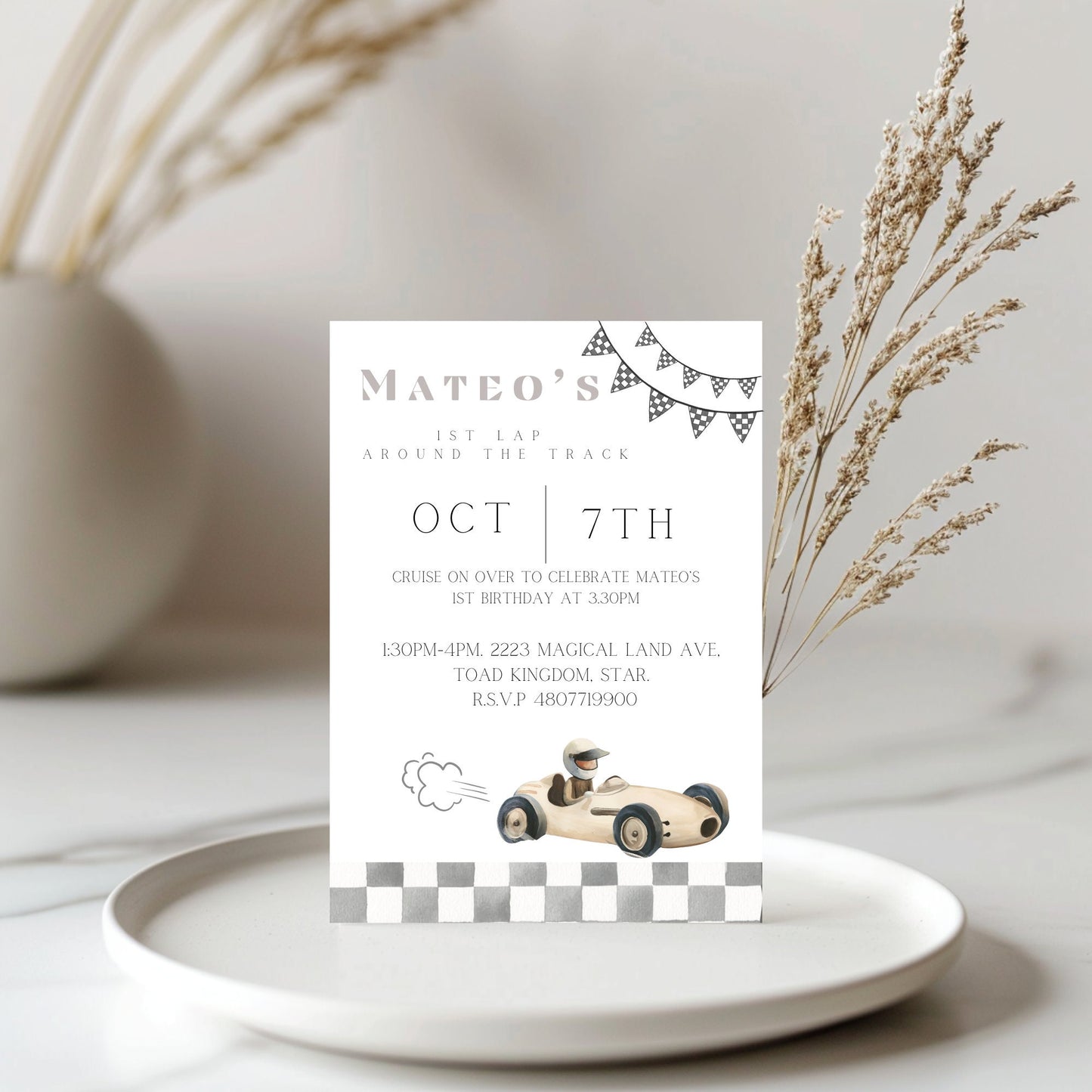 First Lap Around The Track Invite - Digital Download Invite - First Lap Around The Track - Race Car Birthday - Race Car Invitation