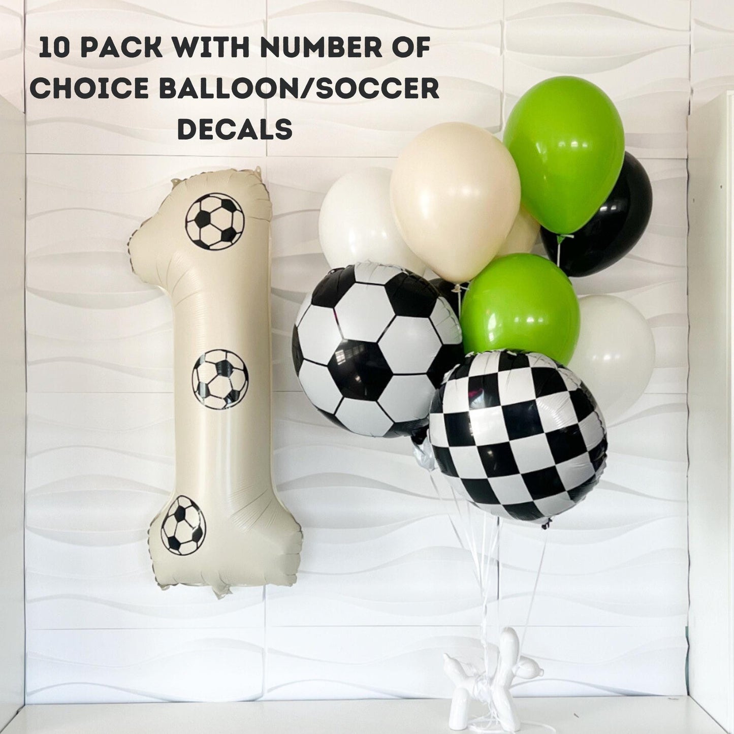 Soccer Ball Themed Balloons - 10 Pack Of Balloons With Number Balloon- Soccer Party- Soccer Themed Birthday Party - Soccer Party