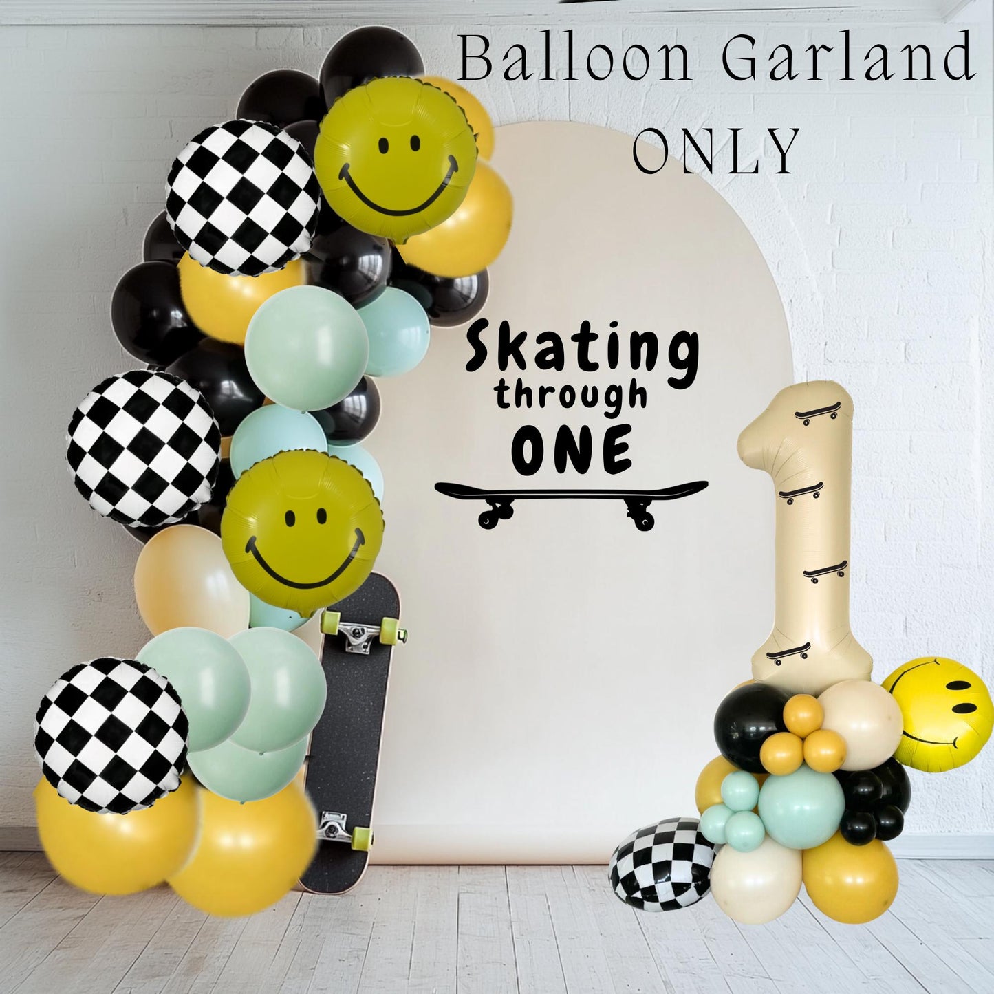 Skateboard Birthday DIY Balloon Kit - Balloon Garland Kit - Skating through One Birthday - Skateboarding Birthday - One happy dude
