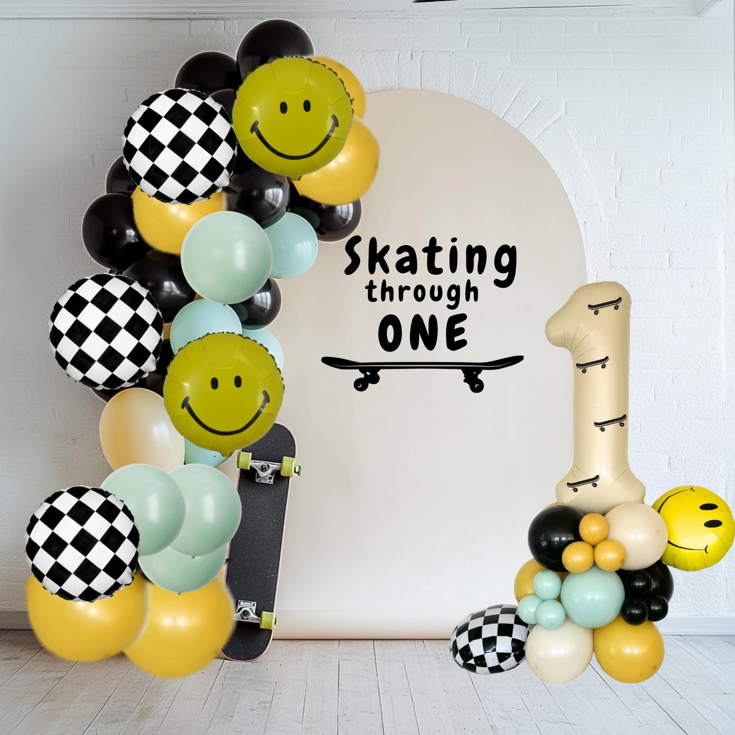 Skateboard Birthday DIY Balloon Kit - Balloon Garland Kit - Skating through One Birthday - Skateboarding Birthday - One happy dude