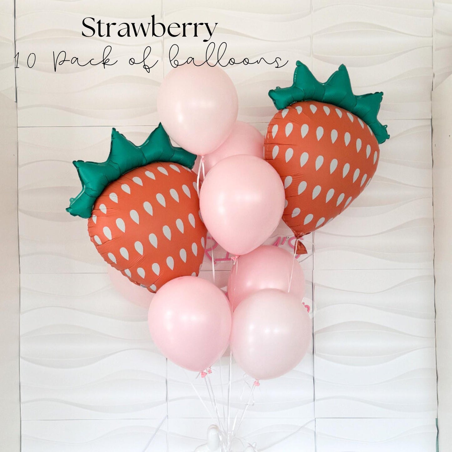10 Pack of Balloons - Strawberry Themed Birthday Balloons - Berry 1st Birthday - Strawberry Birthday - Strawberry Party Decor - Strawberry