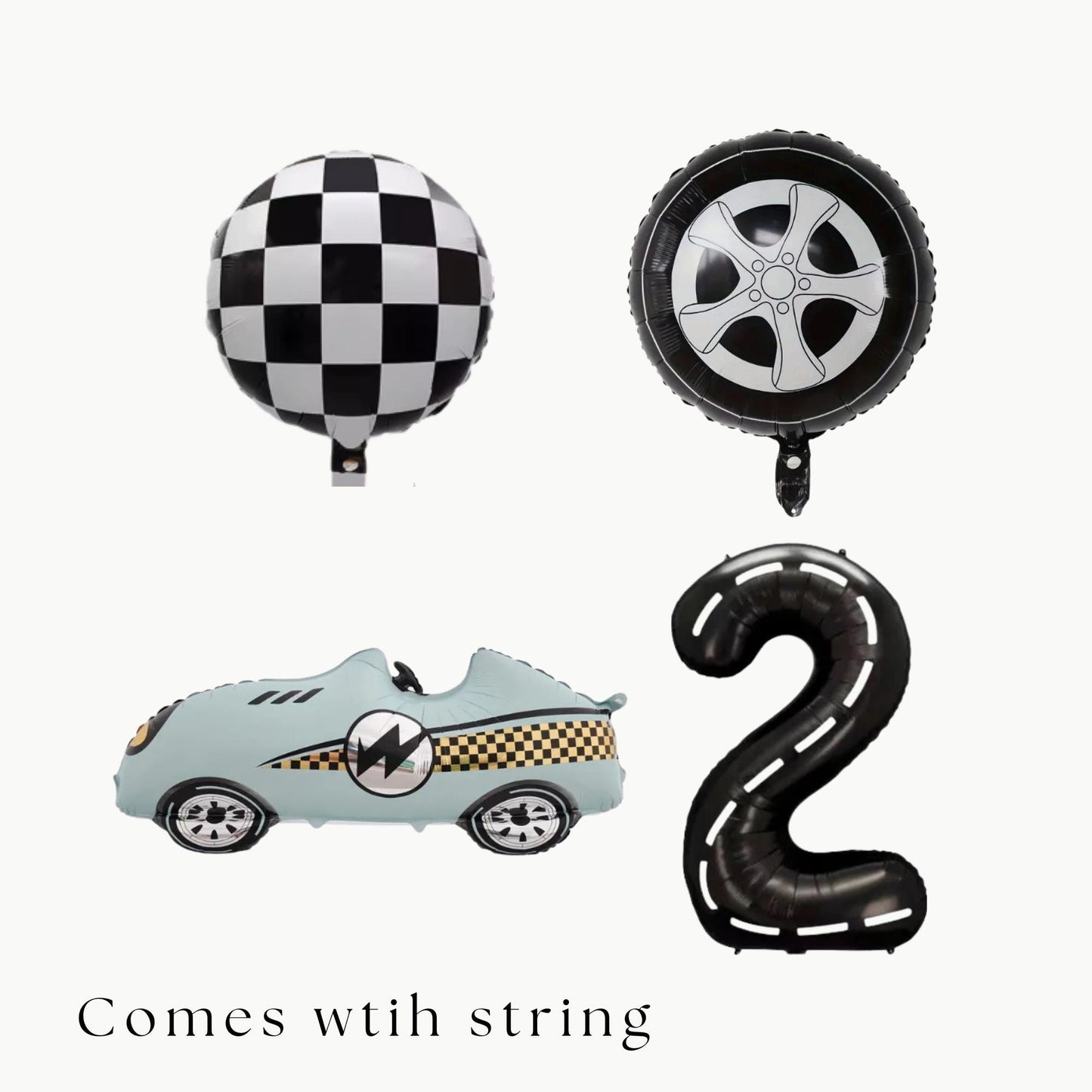 Race Car Theme Balloon Bundle - Two Fast Balloons - 1st Lap Balloons - Frist Lap Around The Track Theme Birthday - 10 Pack Of Balloons -