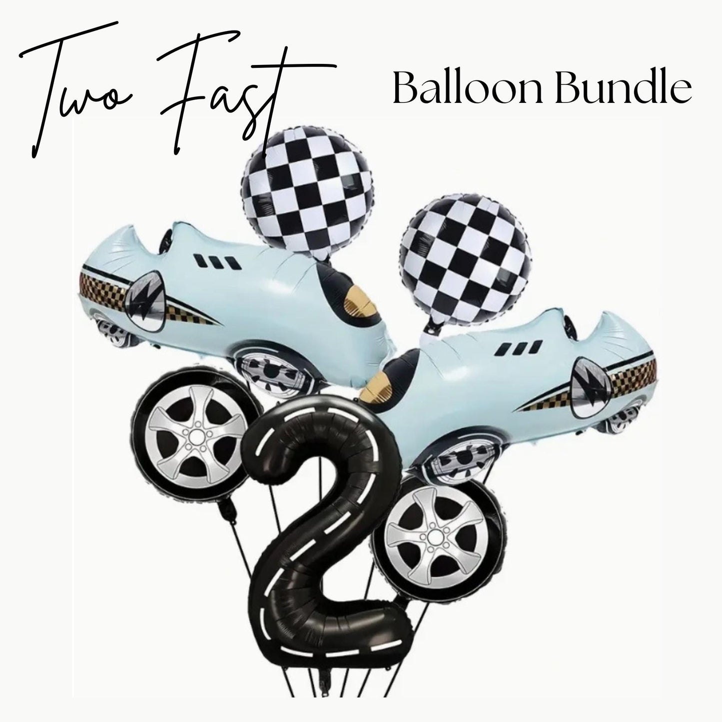 Race Car Theme Balloon Bundle - Two Fast Balloons - 1st Lap Balloons - Frist Lap Around The Track Theme Birthday - 10 Pack Of Balloons -