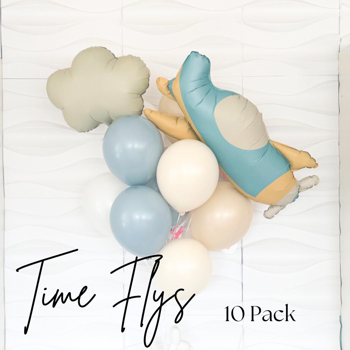 Time Flys Plane 10 Pack Of Balloons - Plane Balloons - Plane Birthday - Times Flys Birthday Decor - Plane Balloons - Times Flys Balloons