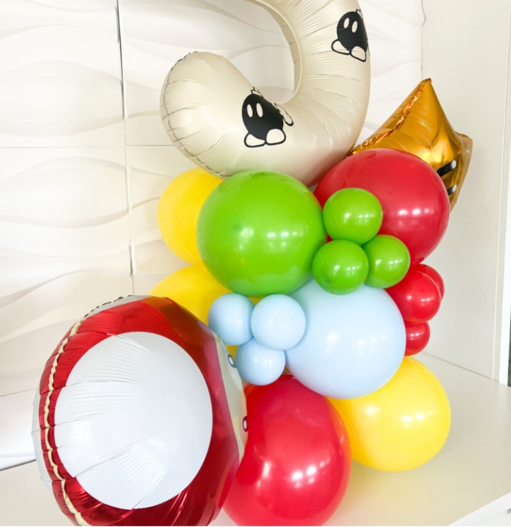 Super Mario Bros Balloons Birthday Tower - Number Tower - Super Mario Birthday Party - Mario Balloons - Super Mario Party - Mario Party