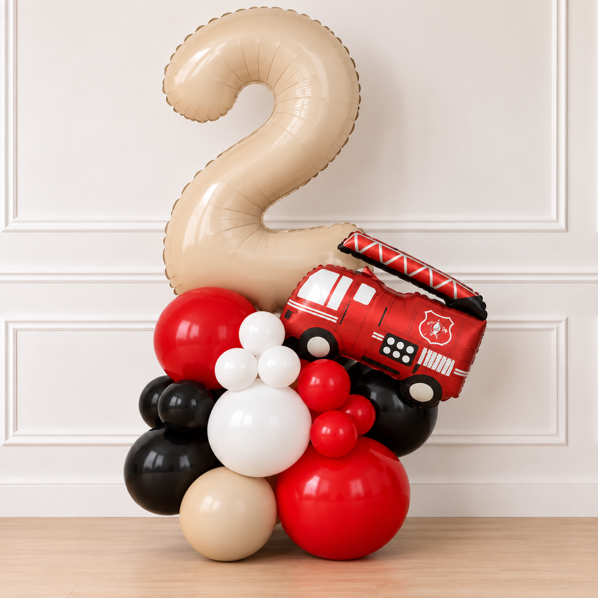 Fire Truck Birthday Balloons - Fire Truck Balloon Garland - Fire Truck Balloon Tower - Fire Truck Party - 1st Birthday Party - 2nd Birthday