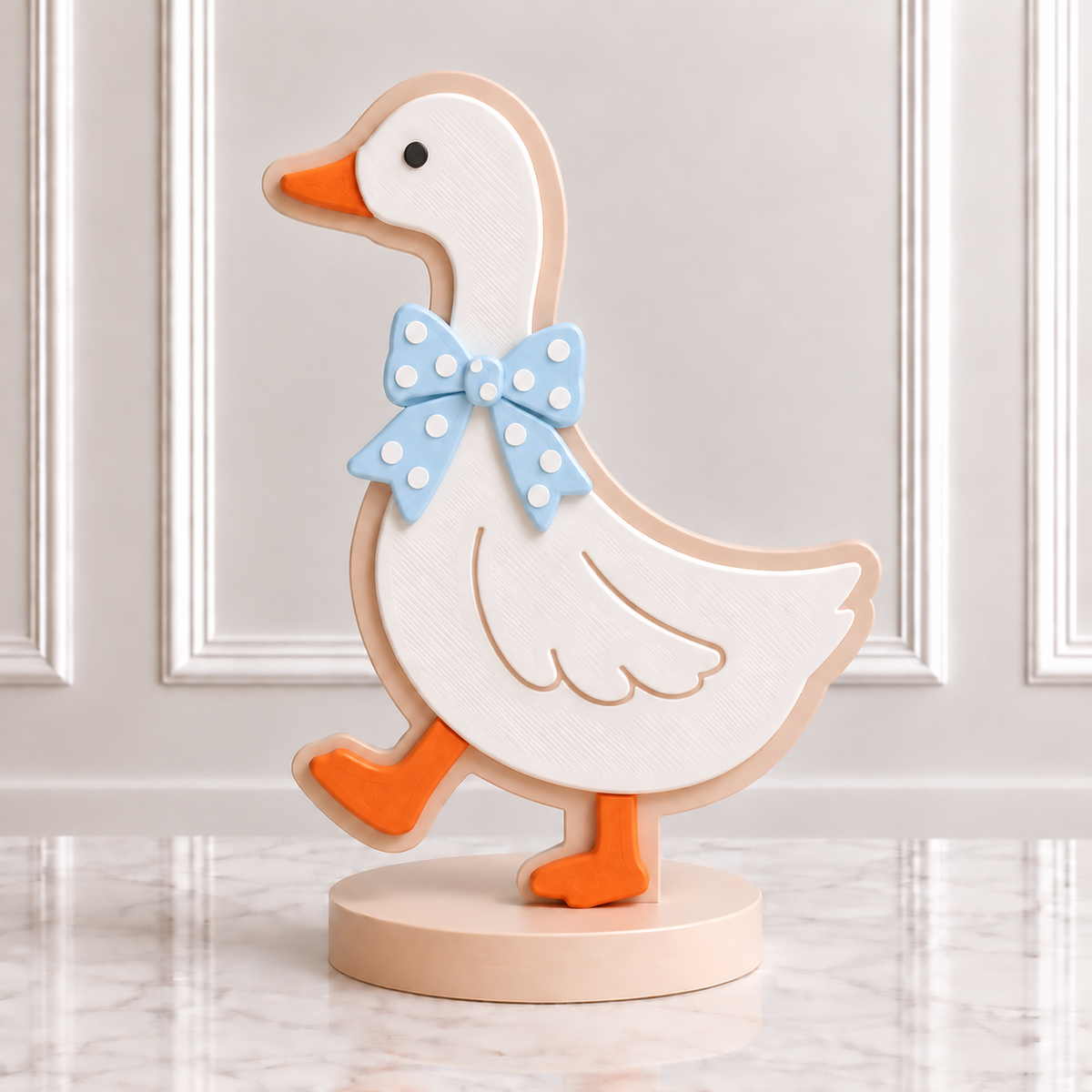3D Printed Goose Centerpiece with Yellow Polka Dot Bow - One Silly Goose Birthday Party Decor - One Silly Goose Birthday - Goose Party -