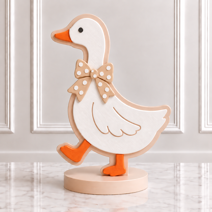 3D Printed Goose Centerpiece with Yellow Polka Dot Bow - One Silly Goose Birthday Party Decor - One Silly Goose Birthday - Goose Party -