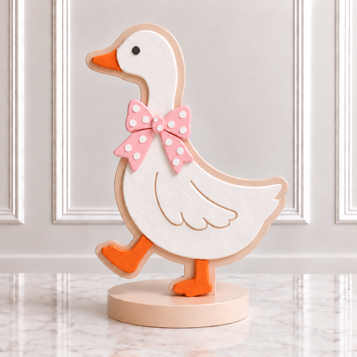 3D Printed Goose Centerpiece with Yellow Polka Dot Bow - One Silly Goose Birthday Party Decor - One Silly Goose Birthday - Goose Party -