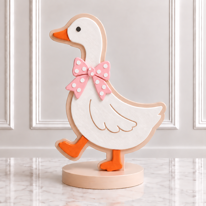 3D Printed Goose Centerpiece with Yellow Polka Dot Bow - One Silly Goose Birthday Party Decor - One Silly Goose Birthday - Goose Party -