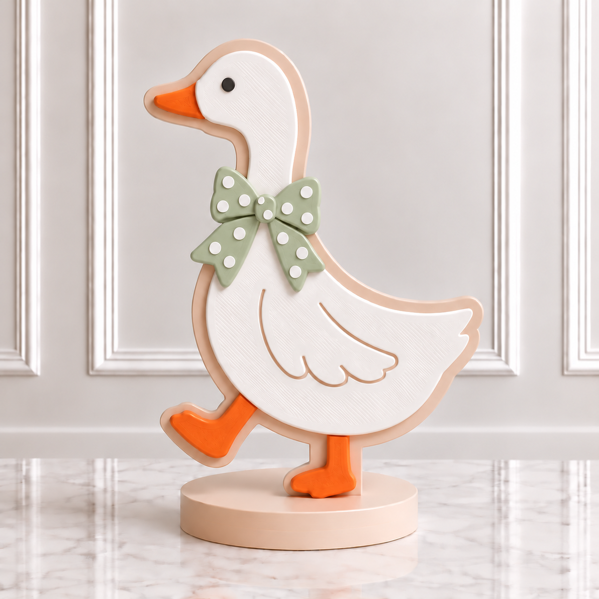 3D Printed Goose Centerpiece with Yellow Polka Dot Bow - One Silly Goose Birthday Party Decor - One Silly Goose Birthday - Goose Party -