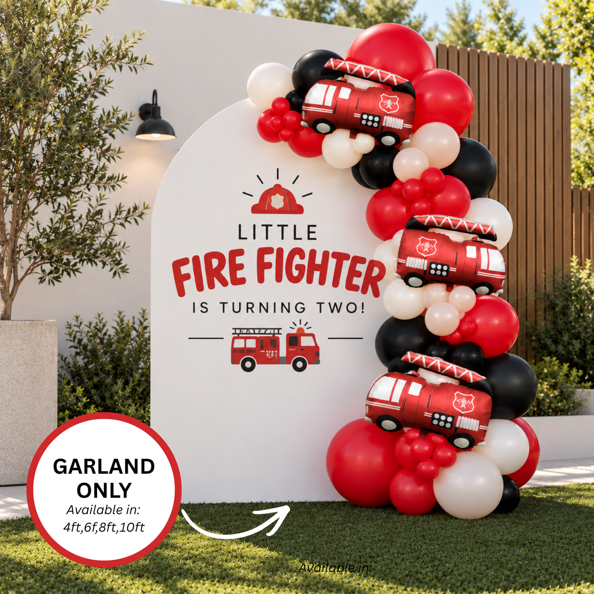 Fire Truck Birthday Balloons - Fire Truck Balloon Garland - Fire Truck Balloon Tower - Fire Truck Party - 1st Birthday Party - 2nd Birthday