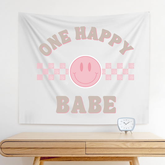 One Happy Girl Themed Birthday - One Happy Girl Wall Backdrop - Tapestry - One Happy Babe - One Happy Girl Party- One Happy Girl Decor