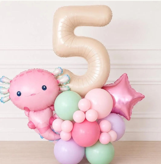 Axolotl Balloon - Axolotl Birthday - Axolotl Balloon Tower - Balloon tower - Balloons - Birthday Balloons - Under The Seat Birthday -