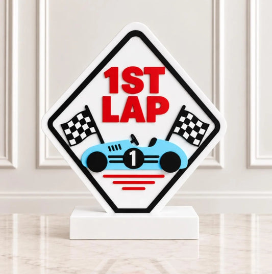 Race Car 3D Printed Table Signs - Race Car Birthday - 1st Lap Around The Track - Two Fast - Boy Themed Birthday - Checkered Party Decor