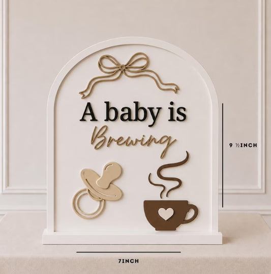 3D Printed Baby Shower Welcome Sign | Baby Is Brewing Coffee Theme Sign | Custom Baby Shower Decor | Neutral Coffee Baby Shower Party Sign BrixysPartyshop      5 out of 5 stars