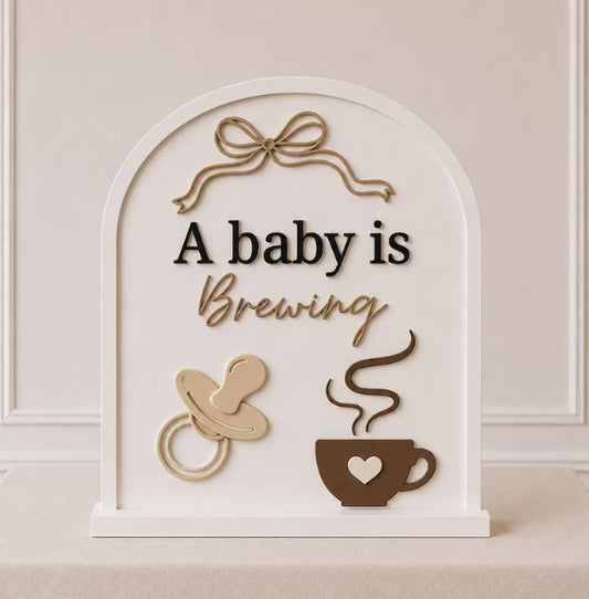 3D Printed Baby Shower Welcome Sign | Baby Is Brewing Coffee Theme Sign | Custom Baby Shower Decor | Neutral Coffee Baby Shower Party Sign BrixysPartyshop      5 out of 5 stars